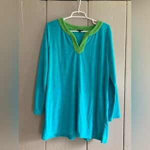 Talbots Women’s Blue Green Towel Cover Up Beach XL